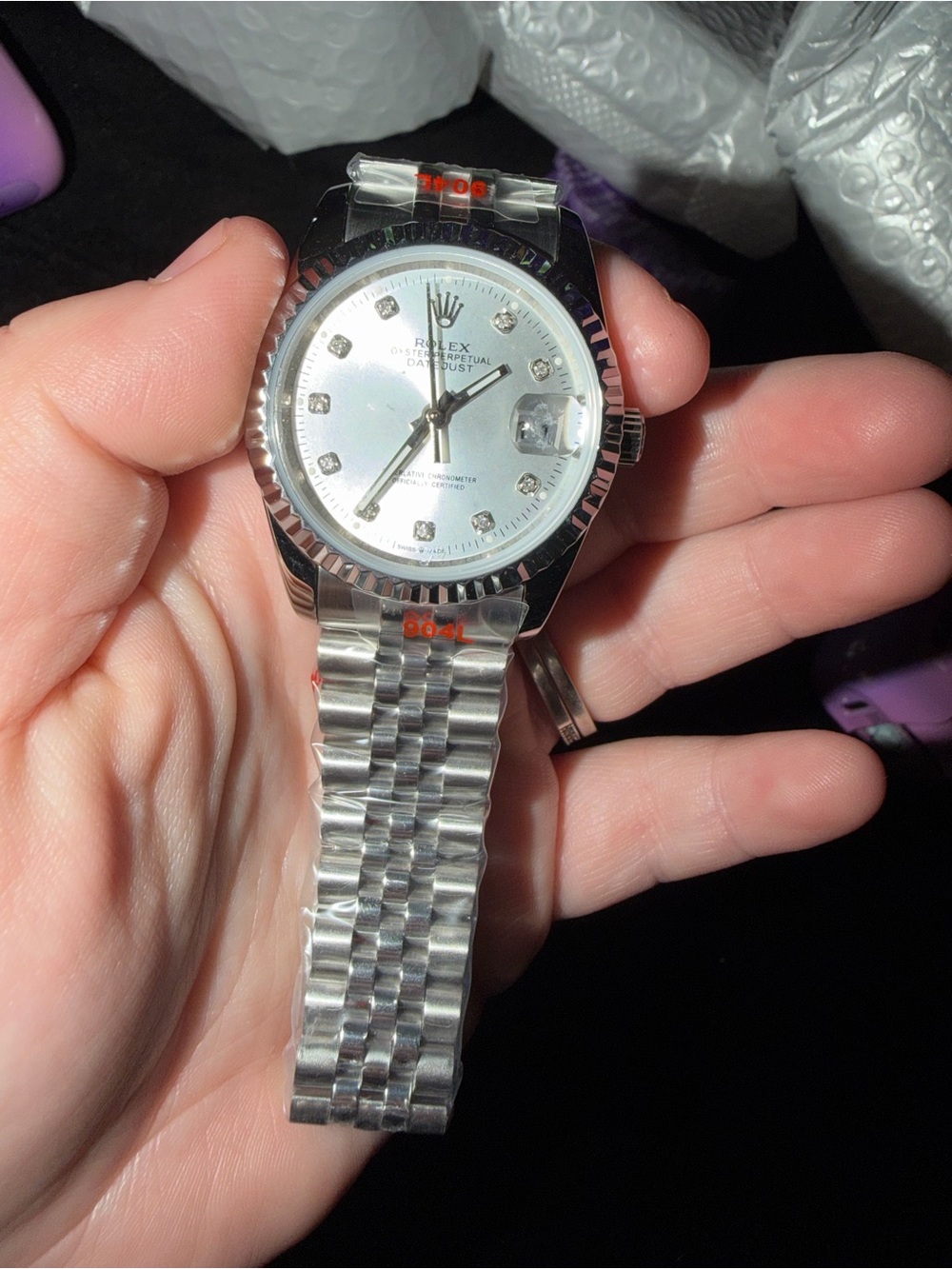 36mm women’s Silver Stainless Steel Watch with White Dial